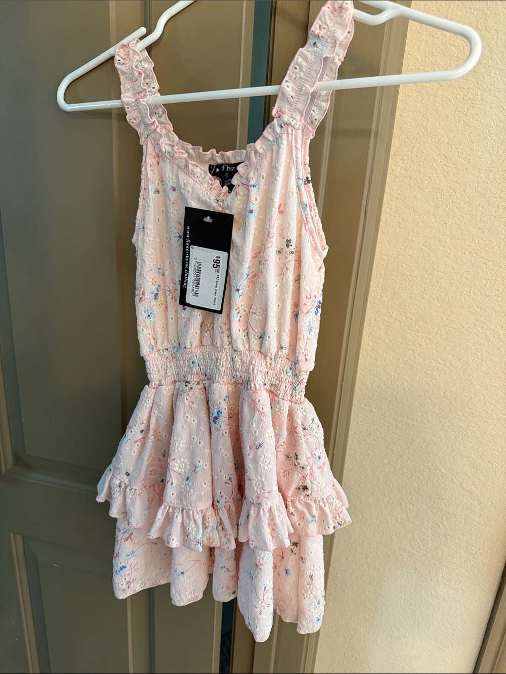 Ruffled Pink Floral Eyelet Sundress for Kids